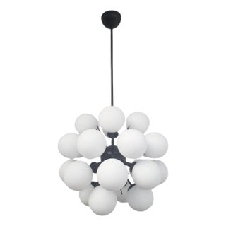 21st Century Ventiquattro Black Powder Coat Matte White Murano Sputnik Chandelier by Fabio LTD For Sale