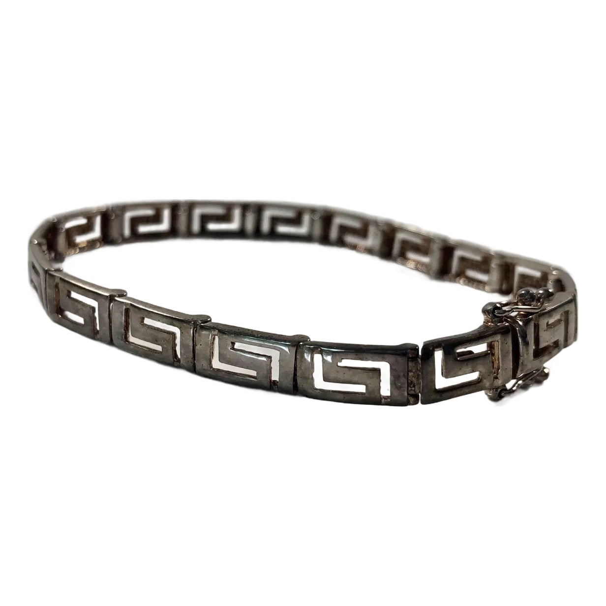 Vintage Italian Sterling Greek Key Link Bracelet | Chairish