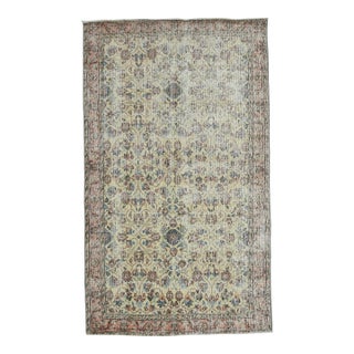 1970s Vintage Handmade Wool Cotton Beige Area Rug For Sale
