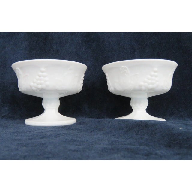 Indiana Colony Harvest White Milk Glass Compotes Dessert Cups Bowls a