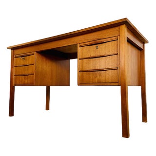 Mid-Century Danish Teak Desk from Bent Silberg Møbler, 1960s For Sale