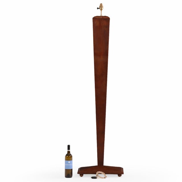 French French Oak Floor Lamp in Angular Form, C. 1940. For Sale - Image 3 of 6