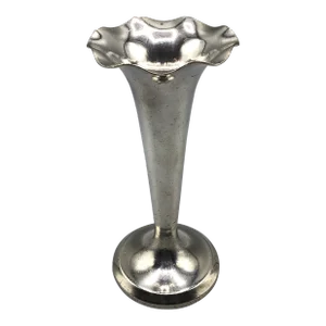 F Broggi Milano Silver Plated Fluted Trumpet Vase Engraved With an Anchor and A