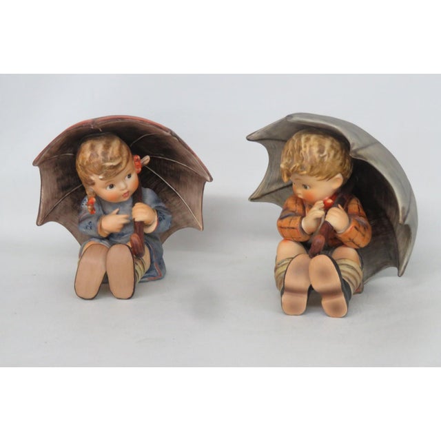 Goebel W Germany Hummel Large Figurines Pair of 2 Umbrella Girl and Boy 5207b For Sale - Image 13 of 16
