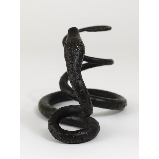 Gold Austrian Snake Sculpture in Hand Forged Iron in the style of Edgar Brandt, 1920s For Sale - Image 8 of 18