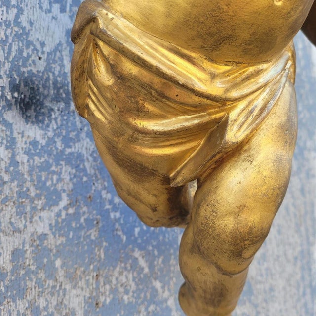 19th Century Winged Putto in Gilded Wood, Italy For Sale - Image 12 of 17