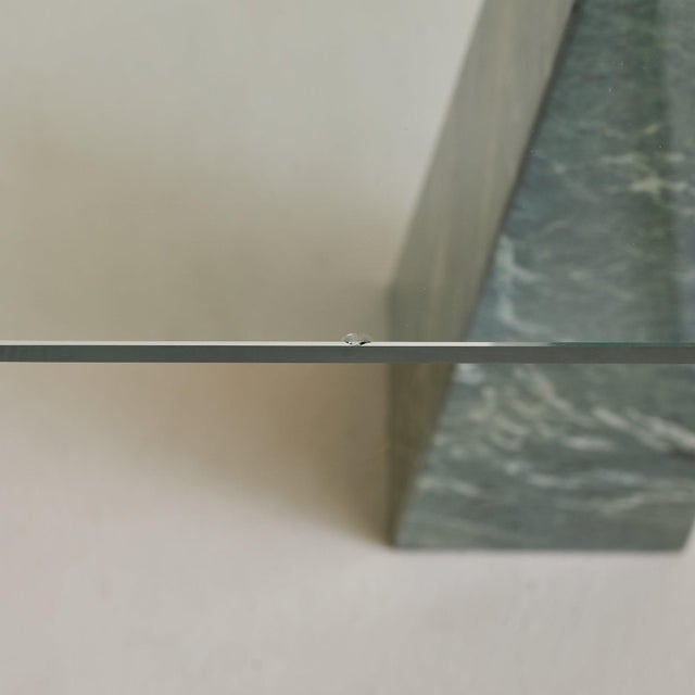 Green Breccia Verde Marble + Bent‑Glass Console Table, Europe Circa 1970 For Sale - Image 8 of 10