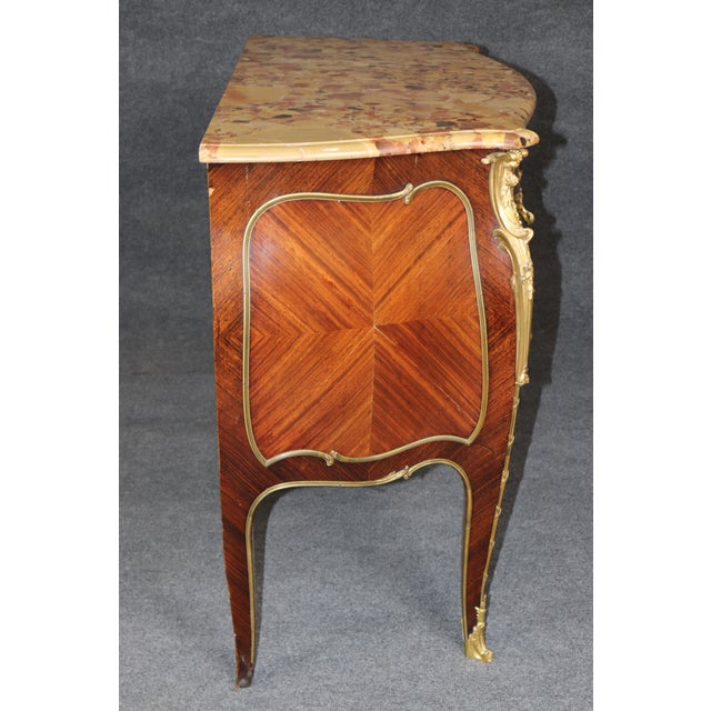 Brown Late 19th C French Louis XV Style Breche D Alep Marble Top Commode For Sale - Image 8 of 15