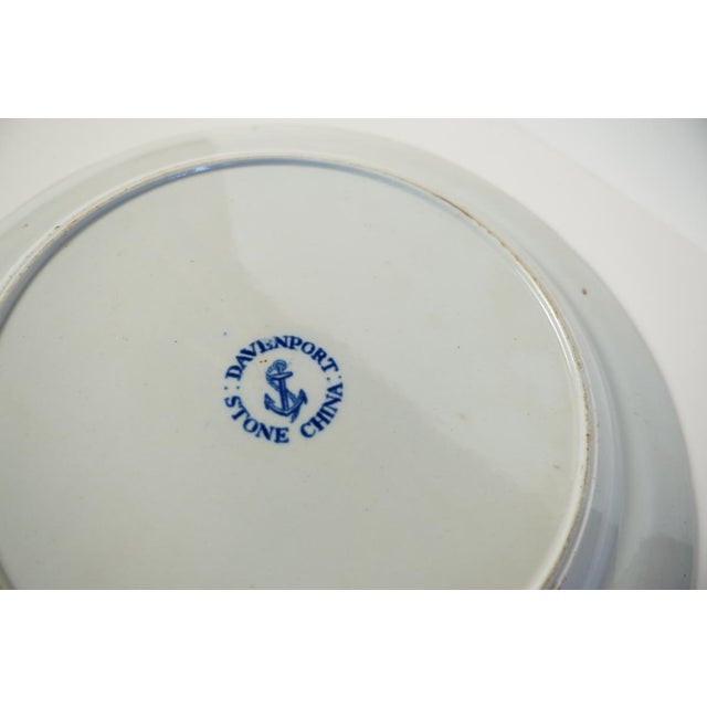Blue 1800s Georgian Davenport Ironstone Dinner Plate Bamboo and Peony Pattern, Early For Sale - Image 8 of 14