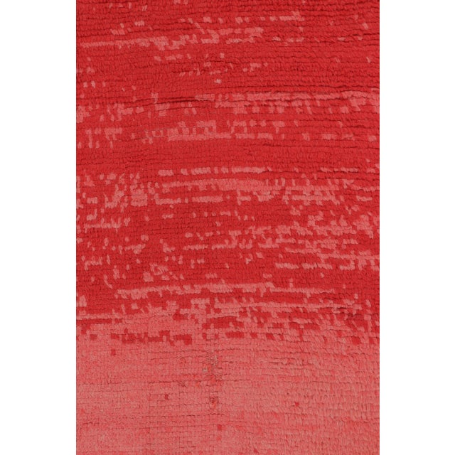 Vintage Moroccan Solid Shag Rug in Vibrant Red and Pink Hues - Rug & Kilim For Sale In New York - Image 6 of 10