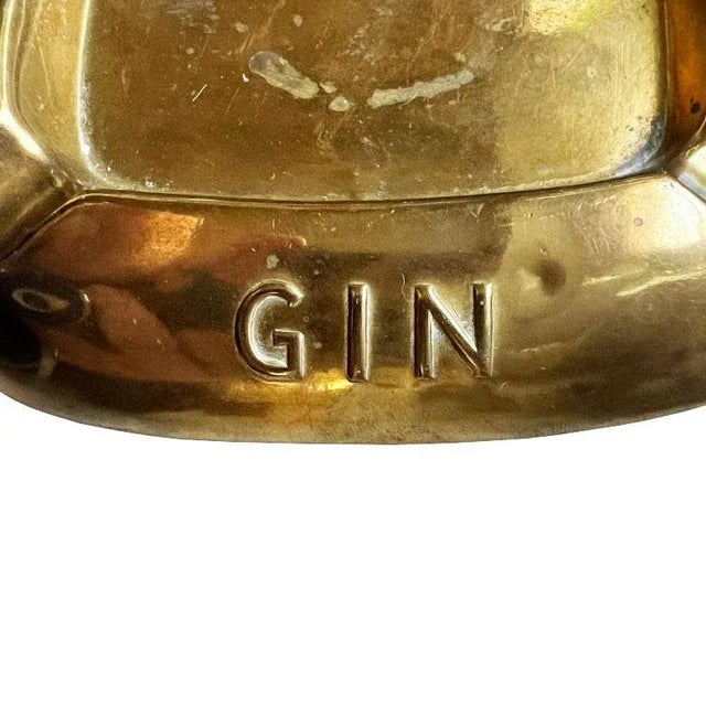 Victorian Antique Gold Brass Advertisement Ashtray - Coates & Co. Gin 1900s For Sale - Image 3 of 6
