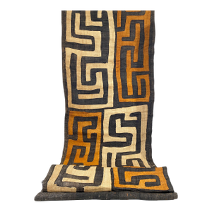 Vintage African Large Kuba Cloth Raffia /Textile Zaire 124"Long