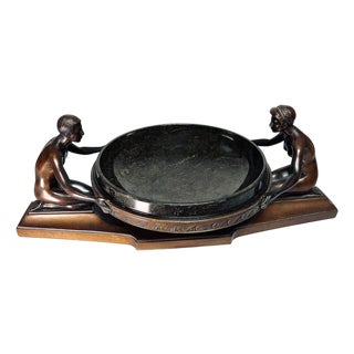 Art Deco Bronze and Marble Figurative Centrepiece by Rudolf Zieseniss For Sale