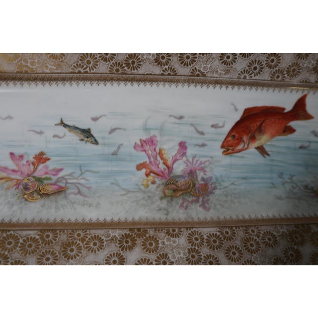 Antique Limoges Hand-Painted Marine Life Porcelain Serving Tray, Circa 1895–1900 For Sale In San Antonio - Image 6 of 7