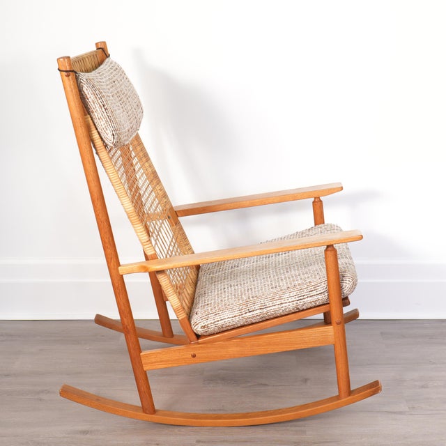 Model 532-A rocking chair attributed to Hans Olsen for Juul Kristensen, made in Denmark in the 1960s. Built from solid...