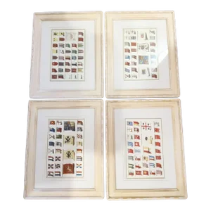 Trowbridge Tessellated Tile Stone Like Framed International Flag Prints Art Work- Set of 4