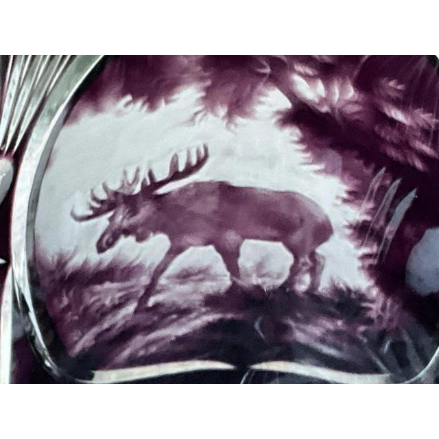 Moser Harrach Amethyst Cameo Vase with Engraved Elk by Gunter For Sale - Image 3 of 18