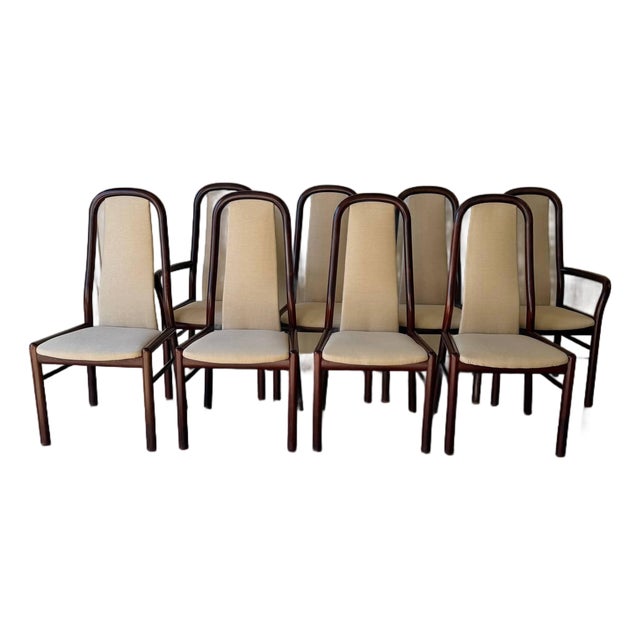 Set of 8 Danish Rosewood Dining Chairs by Boltinge Captain Chairs Mid 20th Century For Sale