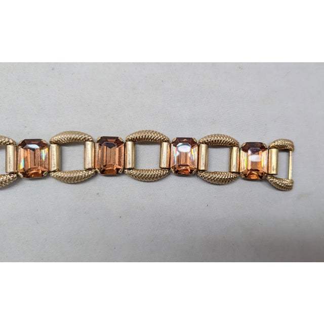 Vintage Signed Napier Goldtone Emerald Cut Faux-Topaz Bracelet For Sale - Image 9 of 10