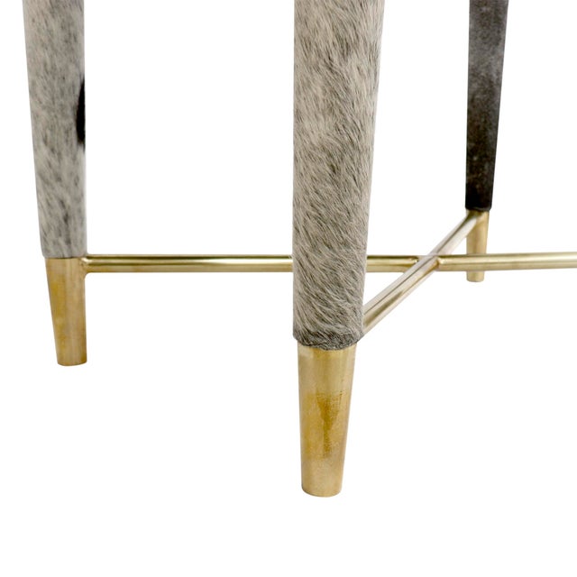 Early 21st Century Pasargad Home Safari Steel & Cowhide Bar Cabinet For Sale - Image 5 of 12