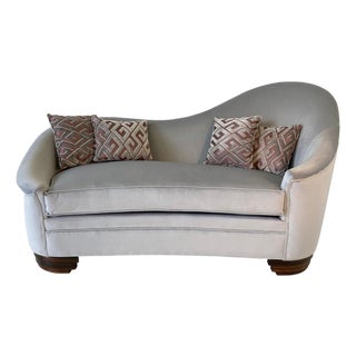 Art Deco Italian Grey Velvet and Macassar Sofa, 1950s For Sale