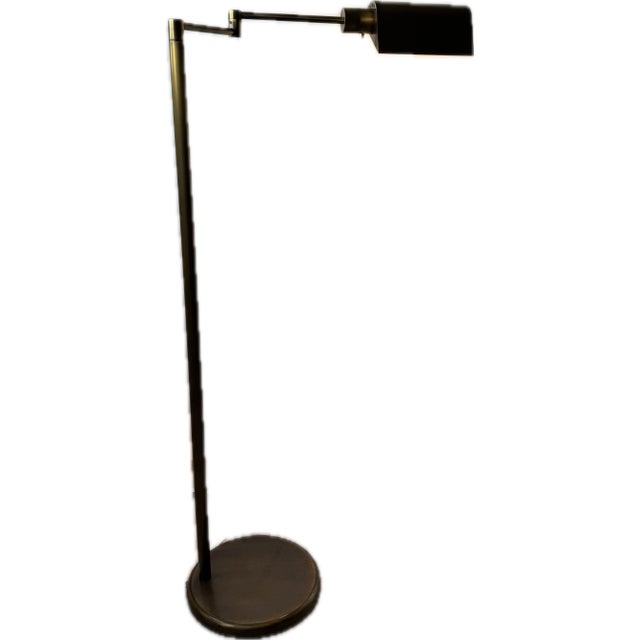 Contemporary Vintage Brass Pharmacy Swing Arm Floor Lamp by Koch & Lowy For Sale - Image 3 of 9