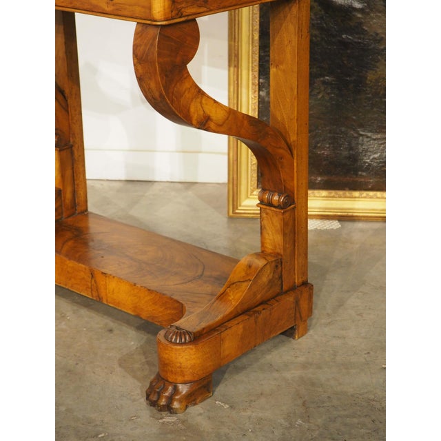 Charming Circa 1825 French Restauration Period Console in Walnut and Burl Walnut For Sale - Image 16 of 17