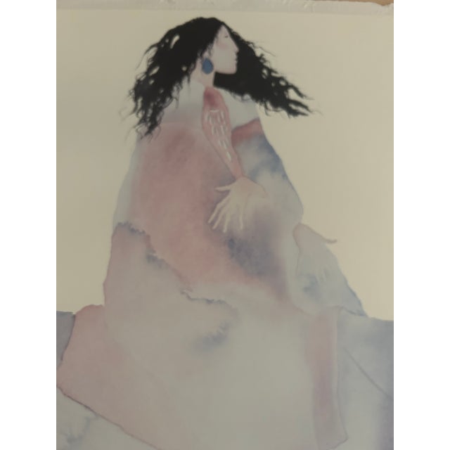 1970s Vintage Original Signed Carol Grigg Water Color “Earth Healer” on Horseback For Sale - Image 12 of 12