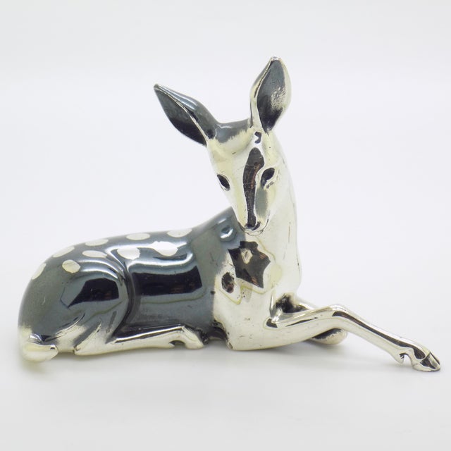 Vintage Italian Sterling Silver 925 Lying Fawn Deer Figurine from Saturno, Arezzo, 1990s For Sale - Image 14 of 14