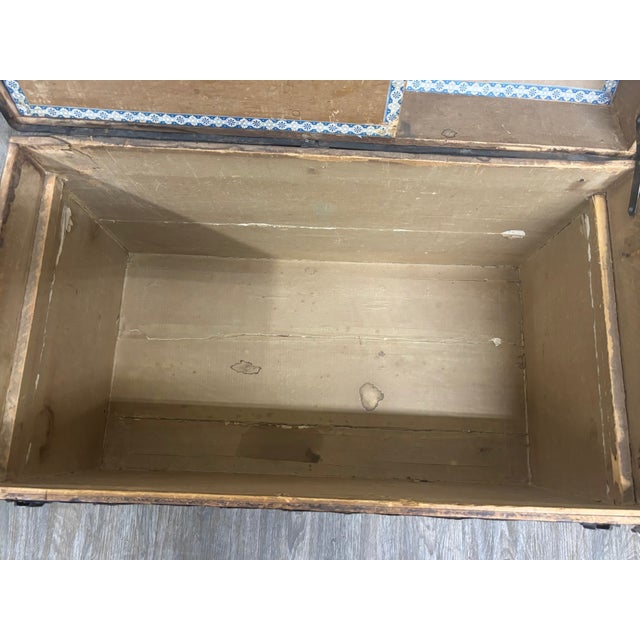 Antique Victorian Dome Top Embossed Immigrant Trunk Steamer Trunk For Sale - Image 15 of 18