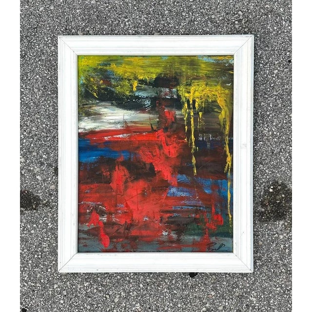 Vintage. Boho Abstract Oil on Canvas For Sale - Image 4 of 4