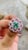 Art Deco 14k White Gold Emerald and Ruby Floral Cocktail Ring With Diamonds Size 4 For Sale - Image 3 of 13