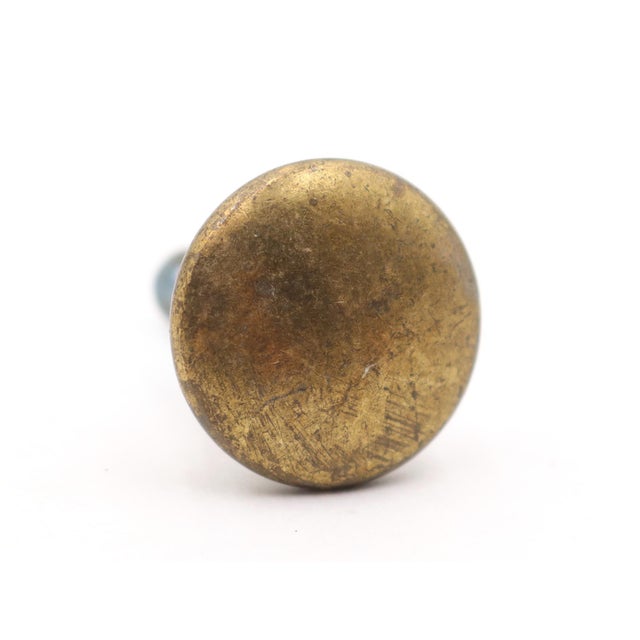 Traditional Pair of Classic Vintage 1.062 In. Plain Brass Cabinet Drawer Knobs For Sale - Image 3 of 6