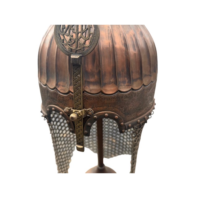 Copper Talismanic Fluted Copper Seljuk Helmet For Sale - Image 8 of 13