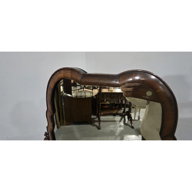 Queen Anne Walnut Cheval Mirror, 1920 For Sale - Image 3 of 12