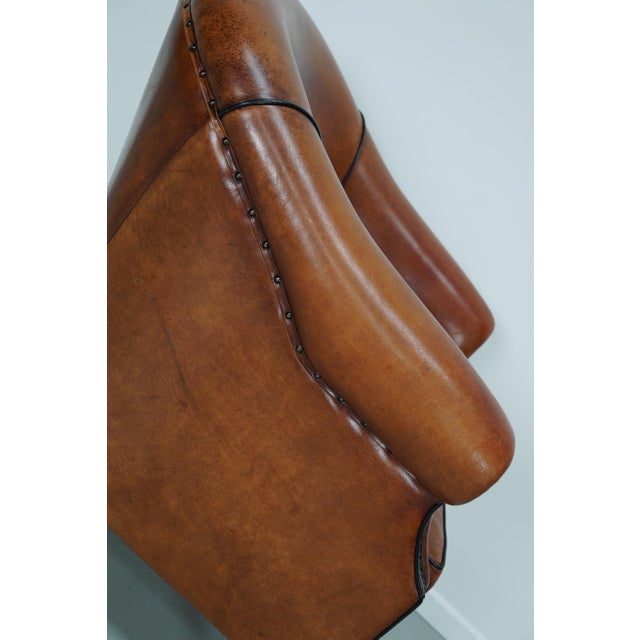 Vintage Dutch Cognac Colored Leather Club Chair For Sale - Image 10 of 18