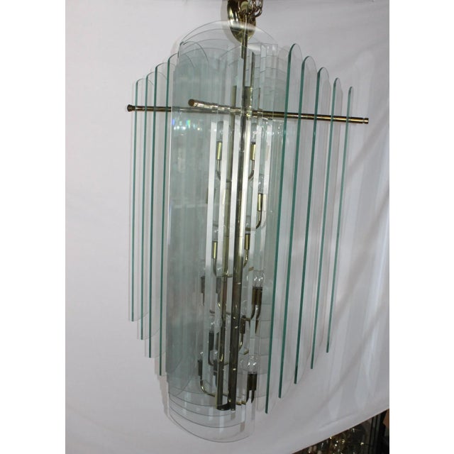 Vintage 4 Ft Mid-Century Modern Waterfall Cascade Glass 12 Light Chandelier For Sale - Image 4 of 8