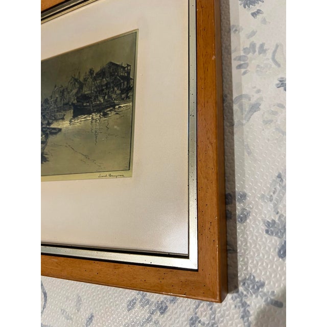 Mid-Century Modern Vintage Lionel Barrymore “San Pedro” Framed Harbor Print For Sale - Image 3 of 4