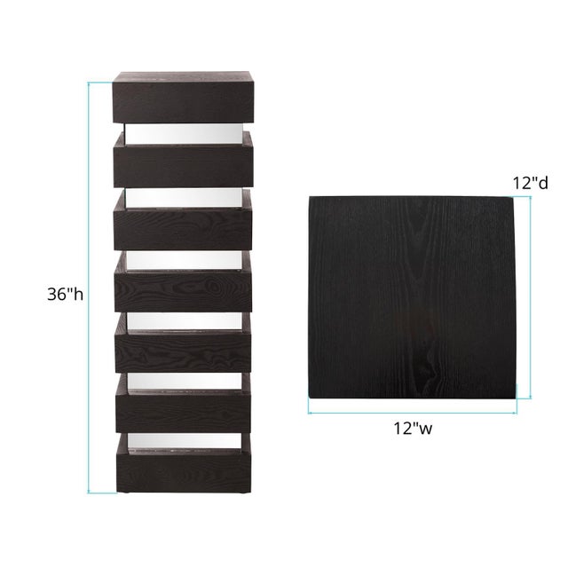 Wood Stepped Black Wood Veneer Pedestal with Mirror - Tall For Sale - Image 7 of 7