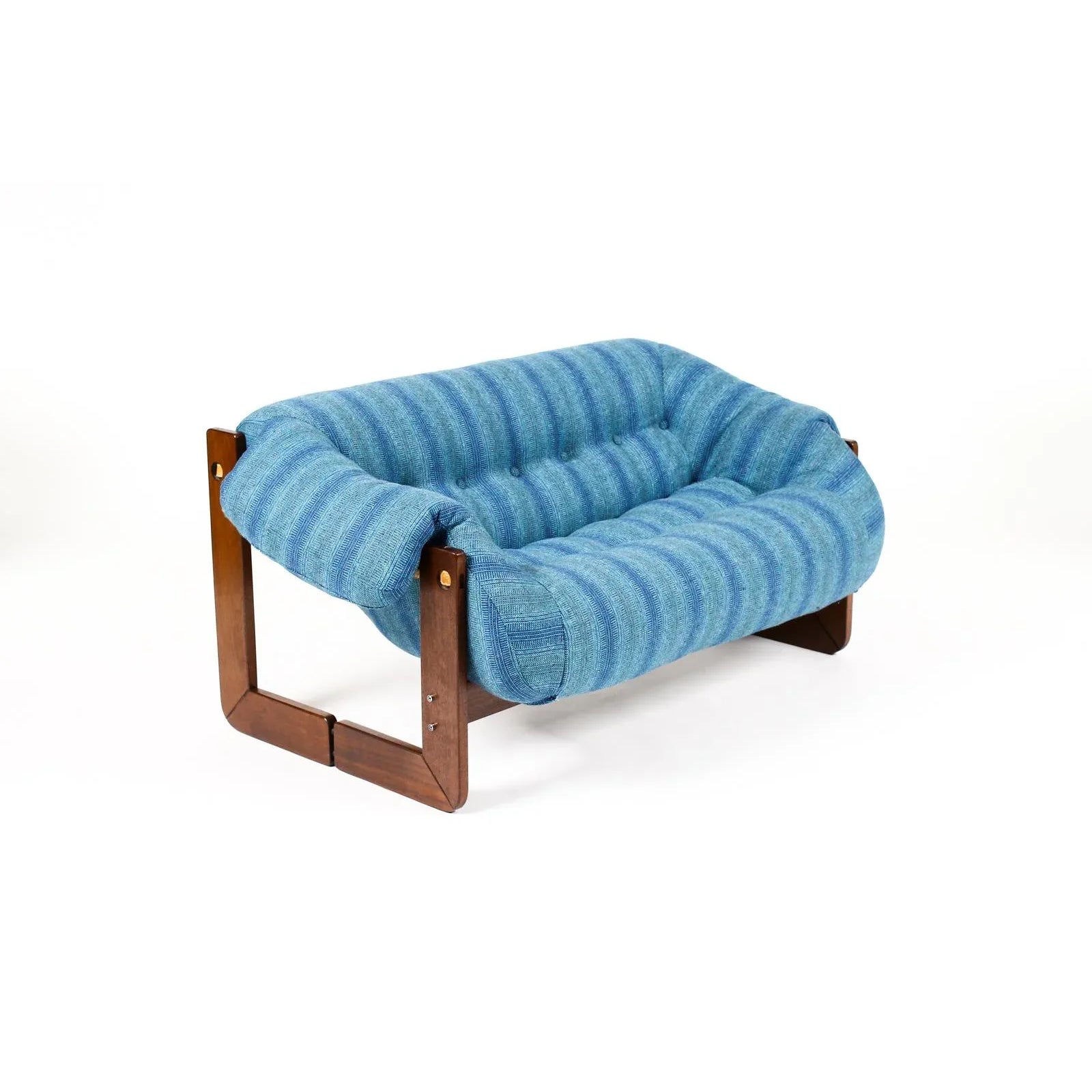 1970s Mid Century Brazilian Modernist Rosewood Frame Loveseat by Percival Lafer, Mp-97