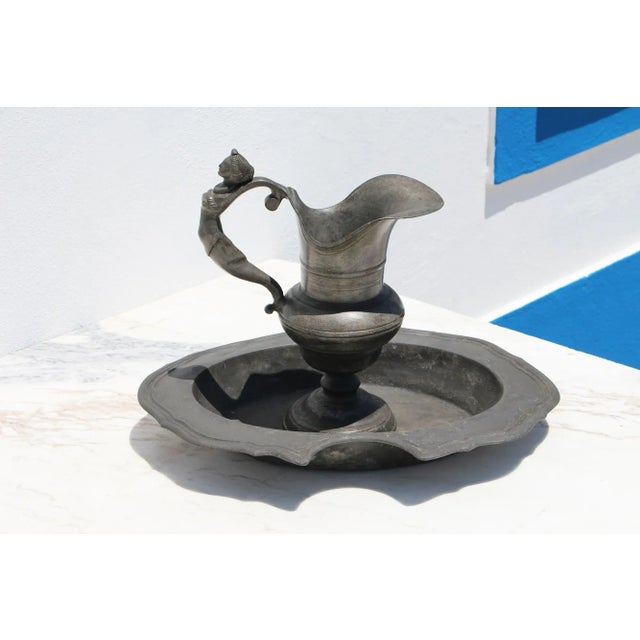18th Century 18th Century Portuguese Baroque Pewter Ewer & Basin Set For Sale - Image 5 of 13
