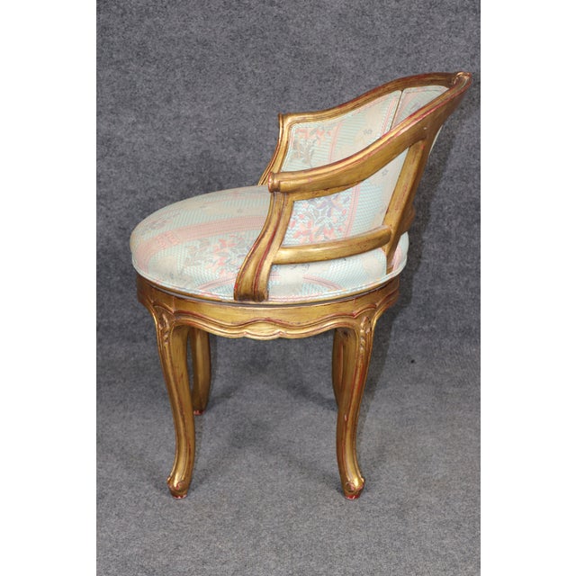 1950s French Louis XV Style Giltwood Swivel Vanity Bench by Auffray For Sale - Image 5 of 12