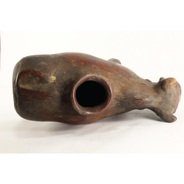 Huge 19th C. Spanish Colonial Cusco Pottery Bull Shaped Terracotta Chicha Vessel For Sale - Image 16 of 18