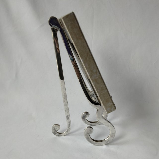 1990s Silverplated Modern Display Easel Photo Frame Stand Vintage 90s For Sale - Image 5 of 7