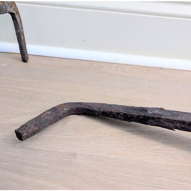 Brown Antique 19th-Century Rococo Revival Cast Iron Andirons - Decorative Pair For Sale - Image 8 of 10