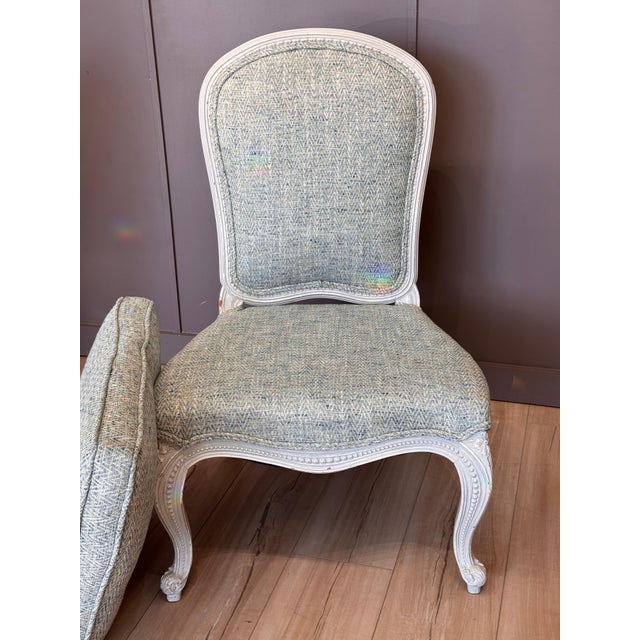 Pair of Mid-20th Century Louis XVI Style Slipper Chairs For Sale - Image 9 of 10