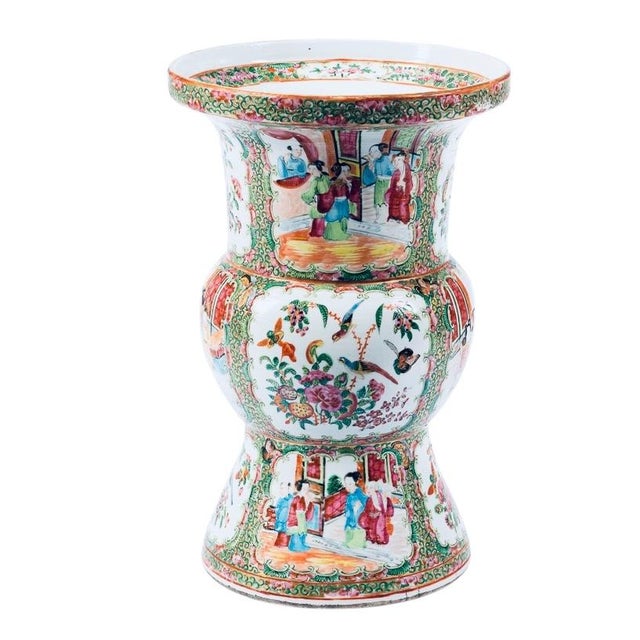 Rose Medallion Chinese Export Porcelain Ku Vase For Sale - Image 14 of 18