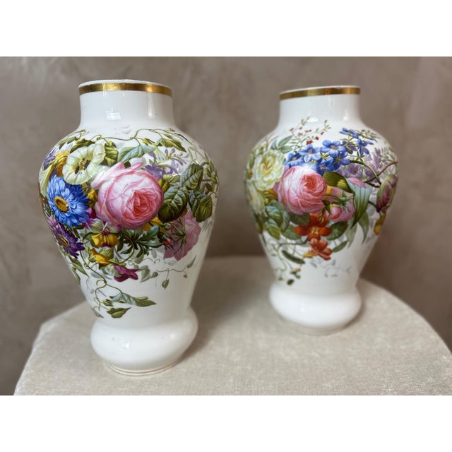 Ceramic Antique Porcelain Vases, 1850, Set of 2 For Sale - Image 7 of 16
