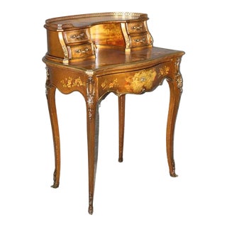 1920s Bailey Banks & Biddle Louis XV Vernis Martin Painted Desk on Gilded Background For Sale