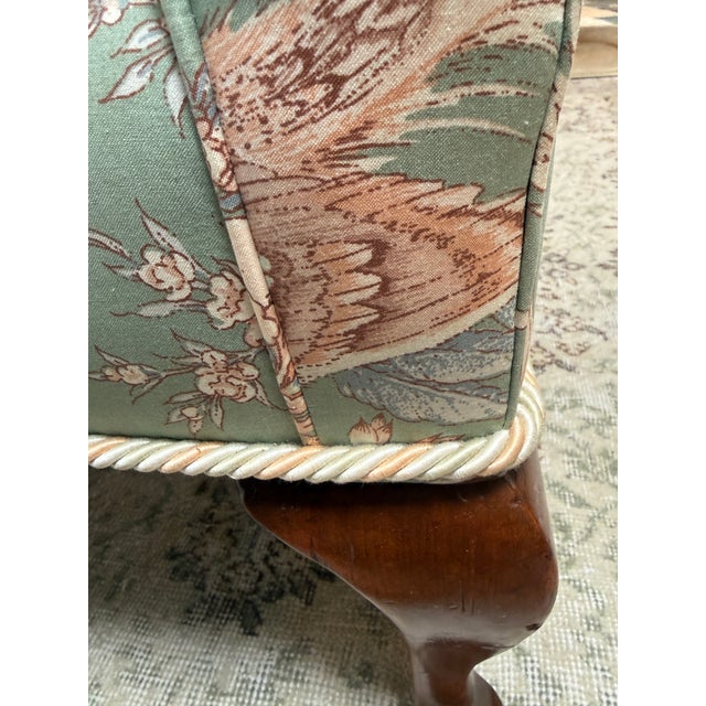 Celadon Schumacher Upholstered Wingback Chair For Sale - Image 8 of 12
